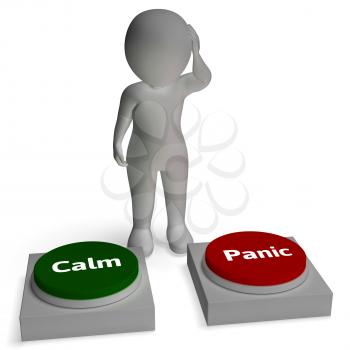 Calm Panic Buttons Show Panicking Or Calmness Counseling
