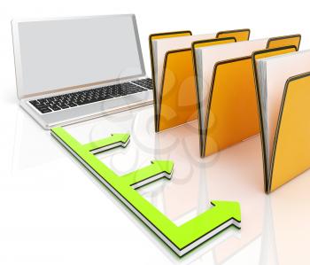 Laptop And Folders Showing Administration And Organized