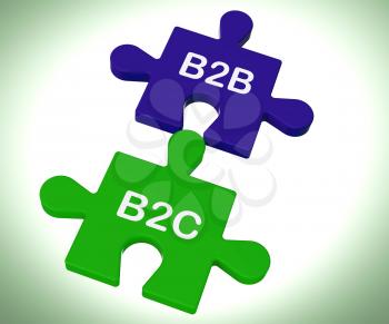 B2B And B2C Puzzle Showing Corporate Partnership Or Consumer Relations