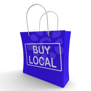 Buy Local Shopping Bag Showing Buying Nearby Trade