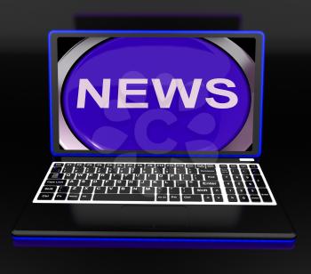 News On Laptop Showing Journalism Show Or Newsletter