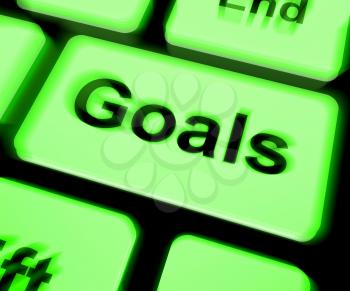 Goals Keyboard Showing Aims Objectives Or Aspirations