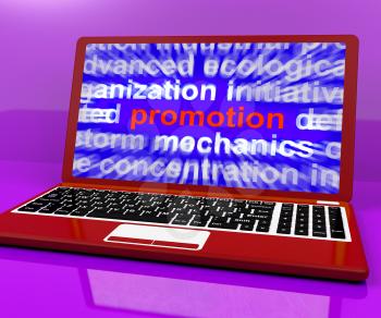 Promo Computer Showing Promotions Discounts And Sale