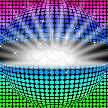 Disco Ball Background Showing Glowing Colorful And Clubbing
