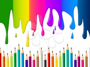 Pencils Copyspace Indicating Paint Colors And Train