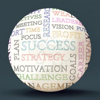 Word Cloud Sphere Showing Road To  Success