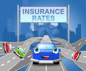 Insurance Rates For Car Sign Over Motorways 3d Illustration