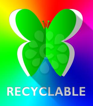 Recyclable Butterfly Cutout Shows Eco Friendly 3d Illustration