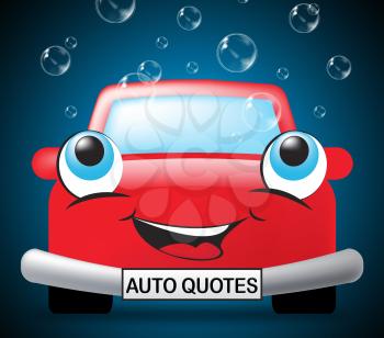 Auto Quotes Smiling Vehicle Means Car Insurance 3d Illustration