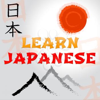 Learn Japanese Mountain And Sun Symbols Indicates Japan Language And Speech