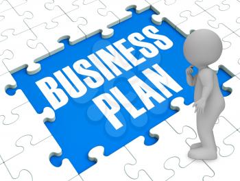 Business Plan Puzzle Shows Business Strategies And Goals 3d Rendering