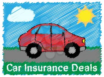 Car Insurance Deals Road Sketch Means Car Policy 3d Illustration