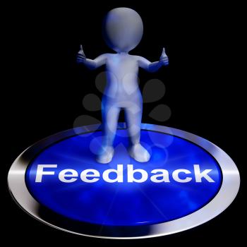 Feedback Button Showing Opinion Evaluation And Surveys 3d Rendering