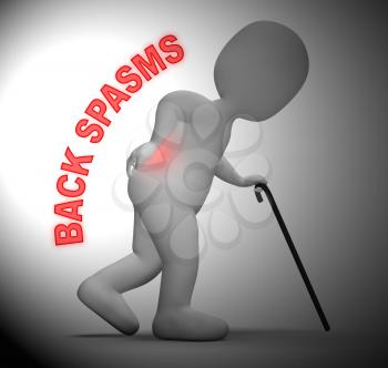 Back Spasms Character Indicating Spinal Column Contractions 3d Rendering