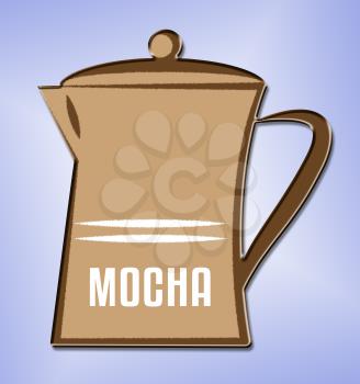 Mocha Coffee Jug Shows Hot Beverage And Caffeine