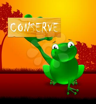 Frog With Conserve Sign Showing Natural Preservation 3d Illustration