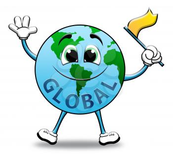 Global Globe Character Shows World Globalization 3d Illustration