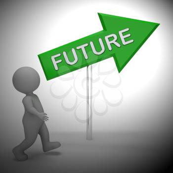 Future Arrow Sign Shows Forecasting Vision 3d Rendering