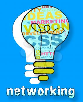 Networking Lightbulb Words Meaning Global Communications 3d Illustration