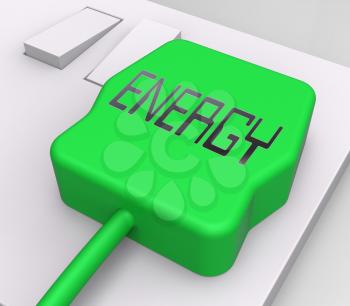 Energy Plug In Socket Shows Electric Power 3d Rendering