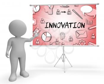 Innovation Icons Character Indicating Innovating Transformation And Symbols 3d Rendering