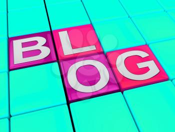 Blog Blocks Shows Social Media News 3d Illustration