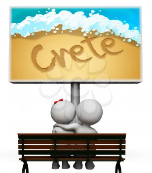 Crete Holiday Sign Showing Greek Getaway And Vacation 3d Illustration