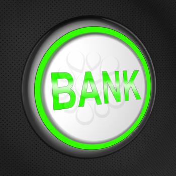 Bank Button Showing Online Banking 3d Illustration