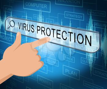 Virus Protection Online Screen Shows Computer Antivirus 3d Illustration