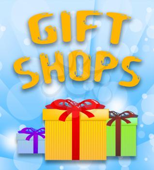 Gift Shops And Boxes Shows Store For Presents 3d Illustration