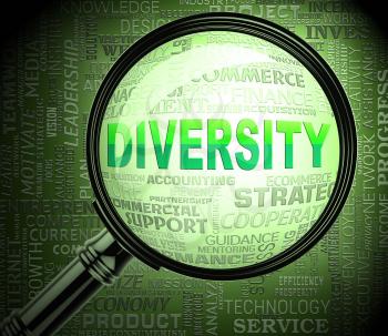 Diversity Magnifier Indicating Mixed Bag And Variety 3d Rendering