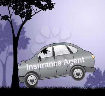 Auto Insurance Agent Crash Showing Car Policy 3d Illustration