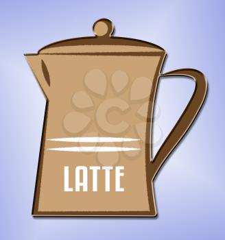 Latte Coffee Jug Shows Hot Beverage And Cappuccino