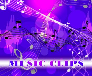 Music Clips Floating Notes Means Soundtrack Or Song Samples