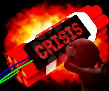 Crisis Message On Dynamite Shows Emergency And Problems 3d Rendering