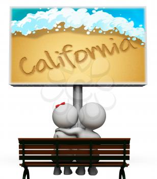 California Holiday Sign Meaning Beach Getaway In America 3d Illustration
