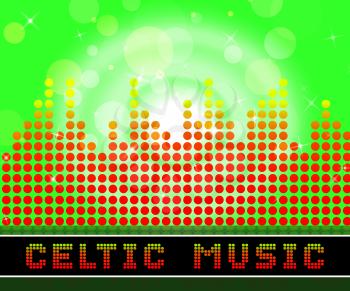 Celtic Music Graphic Equalizer Represents Sound Track And Gaelic