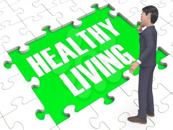 Healthy Living Puzzle Showing Healthy Diet And Doing Exercise 3d Rendering