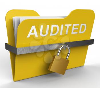 Audited Padlocked File Indicates Financial Audit 3d Rendering