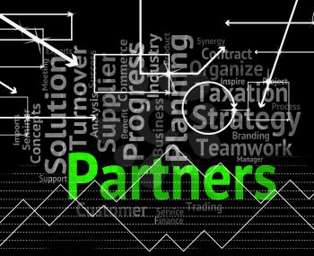 Partners Word Diagram Means Work Together And Synergy