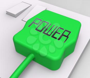 Power Plug In Socket Shows Electric Power 3d Rendering