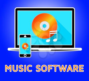 Music Software Laptop And Phone Means Song Applications 3d Illustration
