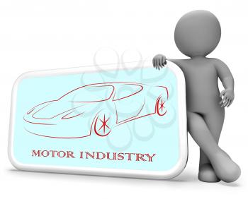 Motor Industry Phone Representing Industries Manufacture And Automobile 3d Rendering
