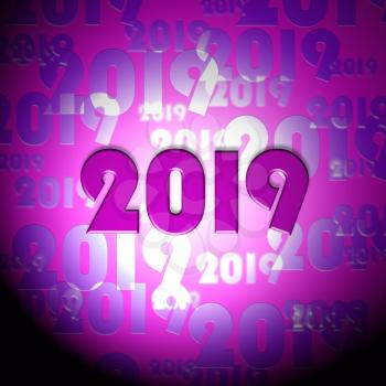 Twenty Nineteen Numbers Showing 2019 New Year And Celebrate