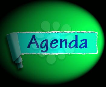Agenda Word Meaning Online Schedule Or Timetable 3d Rendering
