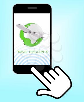 Travel Discounts Phone Indicating Journey Reduction 3d Rendering