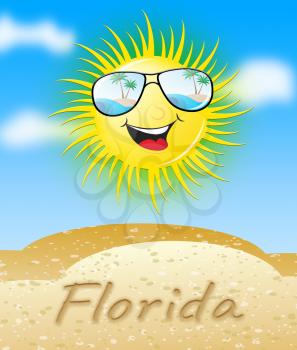 Florida Sun With Glasses Smiling Meaning Sunny 3d Illustration
