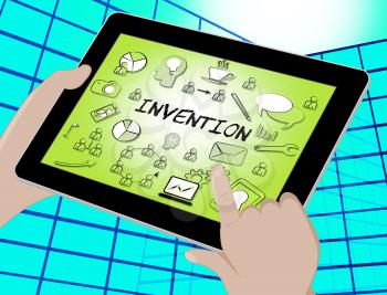 Invention Icons Tablet Meaning Innovating Invents And Innovating 3d Illustration