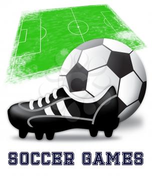 Soccer Games Boots And Ball Shows Football Game 3d Illustration