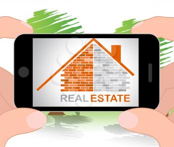Real Estate House Phone Indicating Property For Sale 3d Illustration